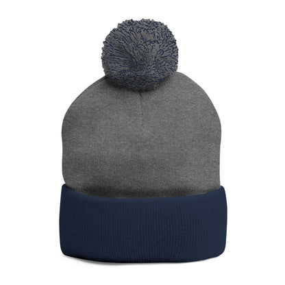 Cozy Pom-Pom Knit Cap with Custom Embroidery
