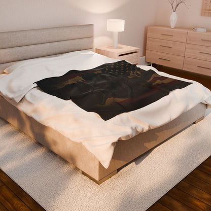 Cozy Velveteen Plush Blanket with Dark Warrior Design