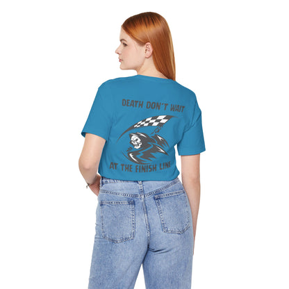 Edgy Racer Tee with Skull Graphic