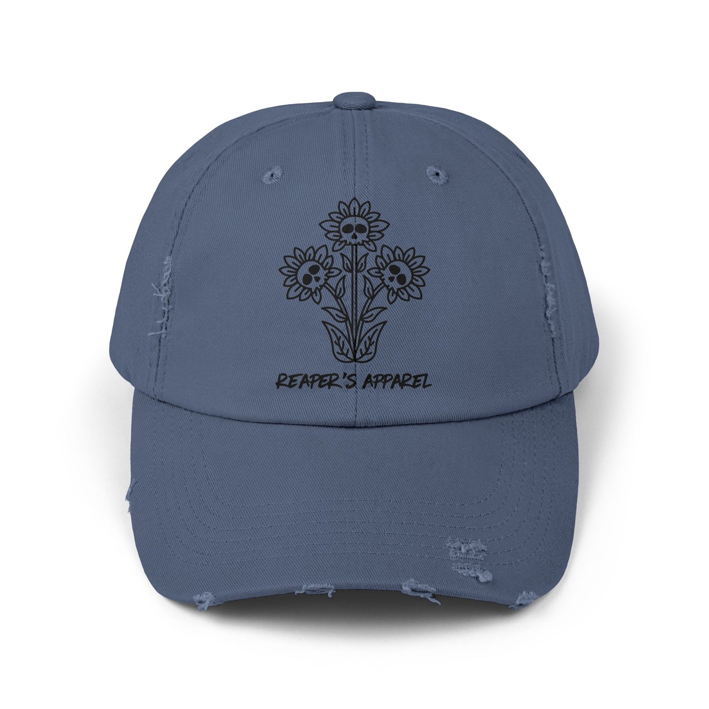 Distressed Cap with Floral Design - Reaper's Apparel