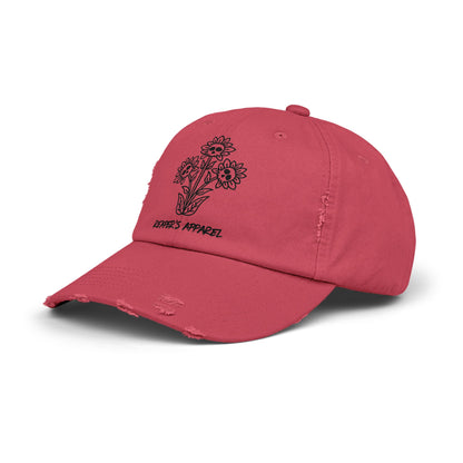 Distressed Cap with Floral Design - Reaper's Apparel