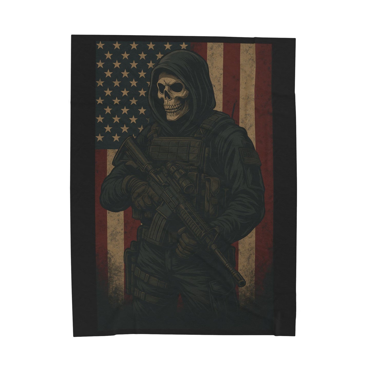 Cozy Velveteen Plush Blanket with Dark Warrior Design