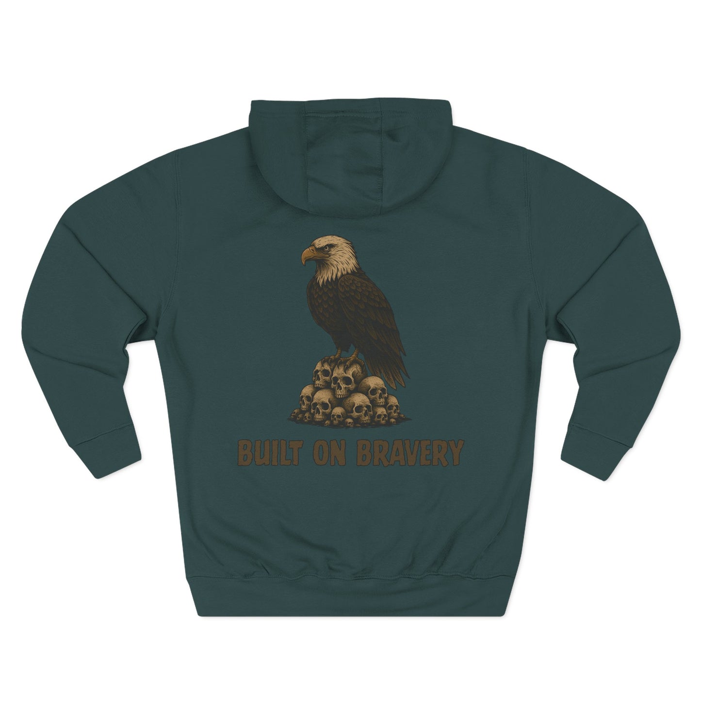 Three-Panel Fleece Hoodie with Bold Eagle Design