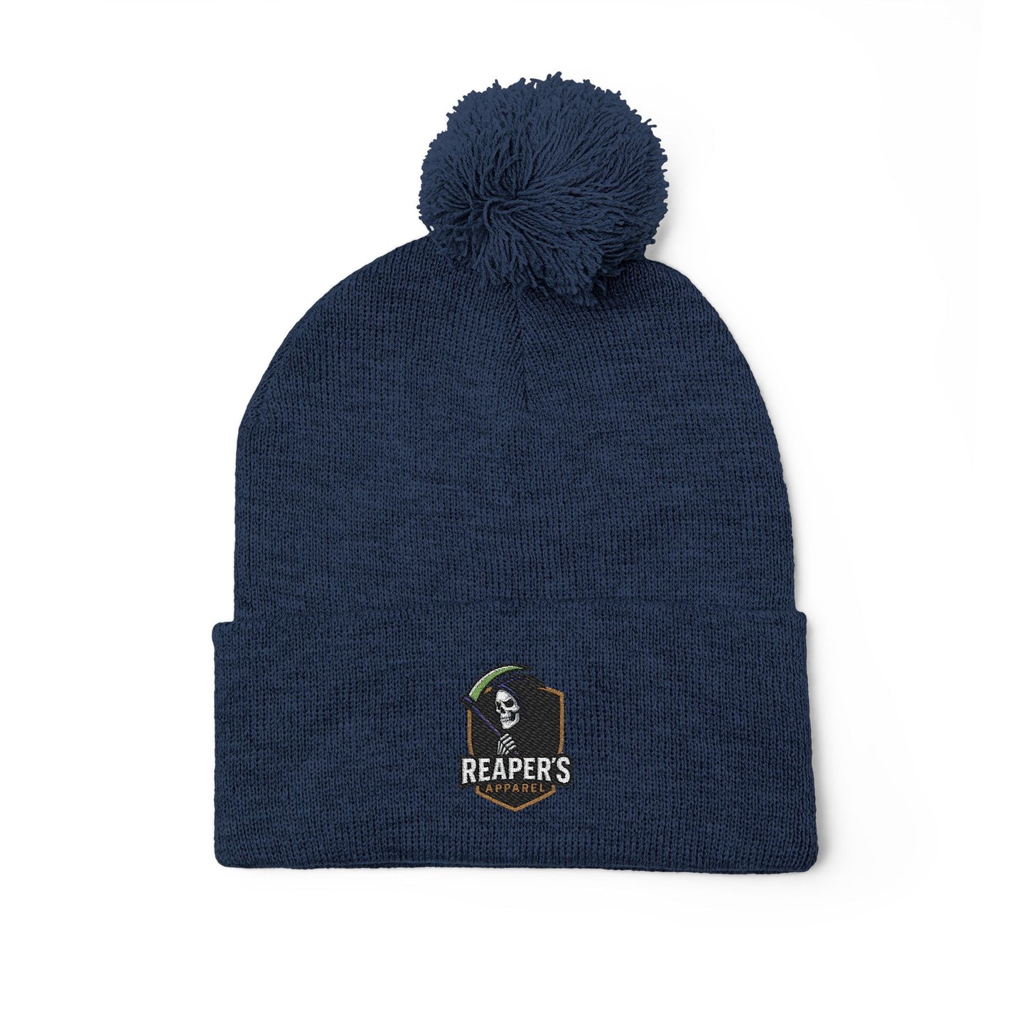 Cozy Pom-Pom Knit Cap with Custom Embroidery
