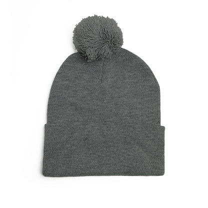 Cozy Pom-Pom Knit Cap with Custom Embroidery