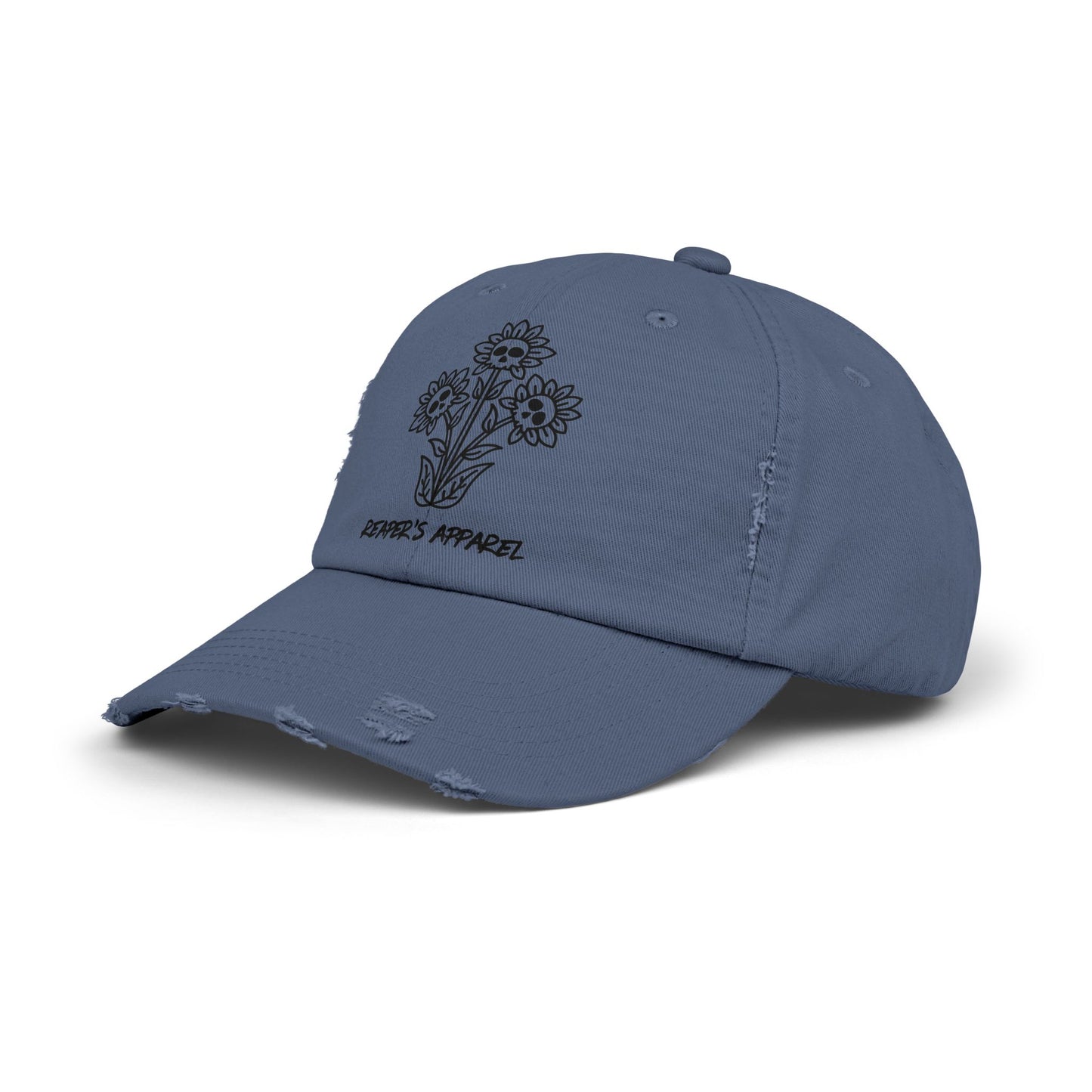 Distressed Cap with Floral Design - Reaper's Apparel
