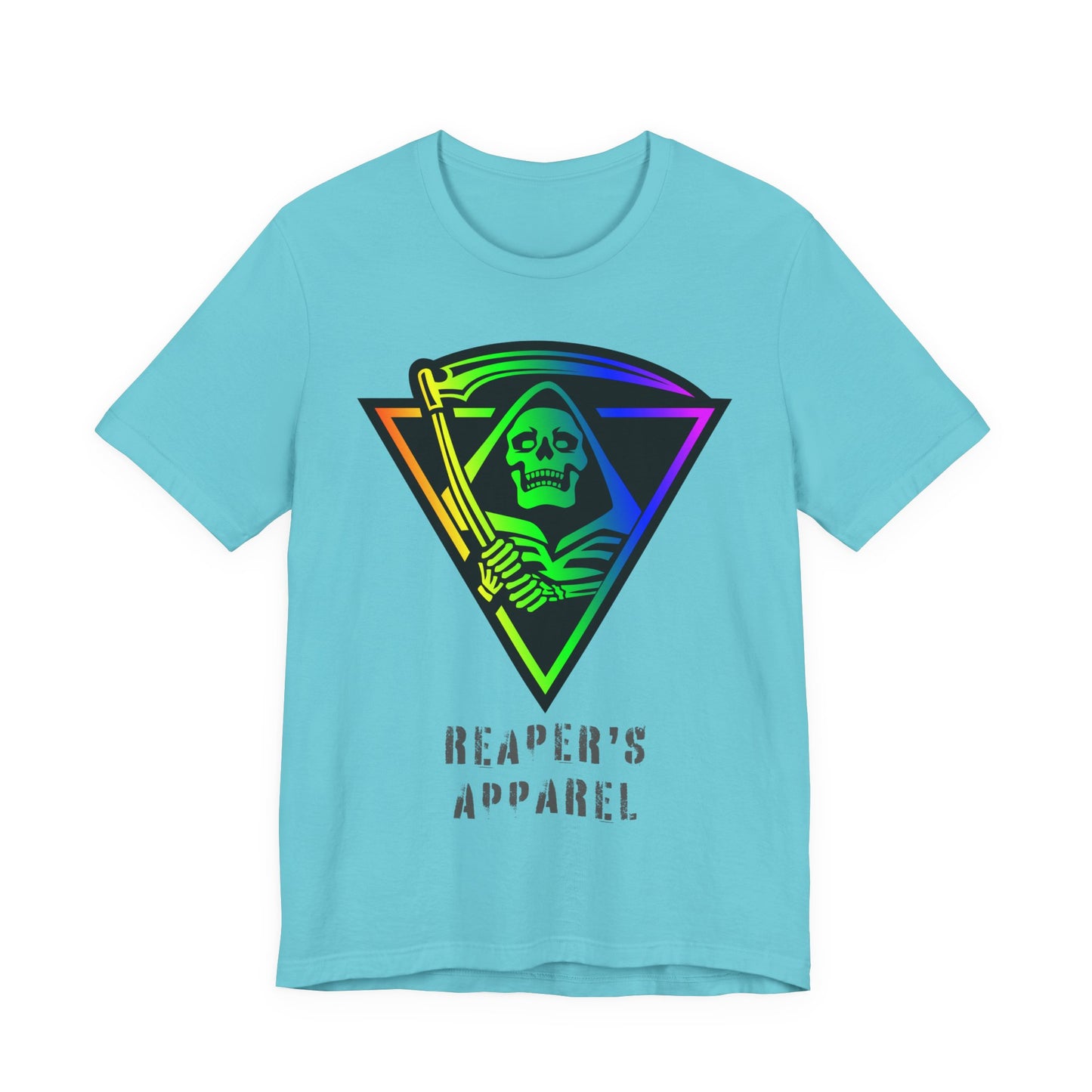 Rainbow Grim Reaper T-Shirt, Unisex Tee for Halloween, Spooky Vibe, Gothic Fashion, Grunge Style, Alternative Apparel