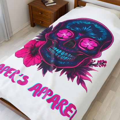 Colorful Skull Velveteen Plush Blanket | Soft Cozy Throw