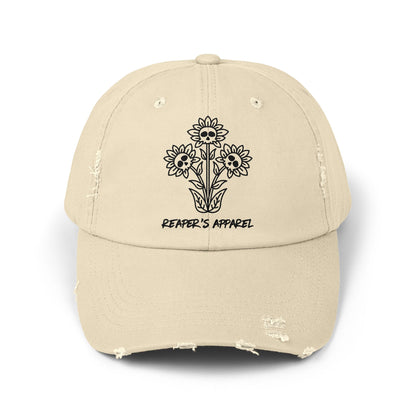 Distressed Cap with Floral Design - Reaper's Apparel