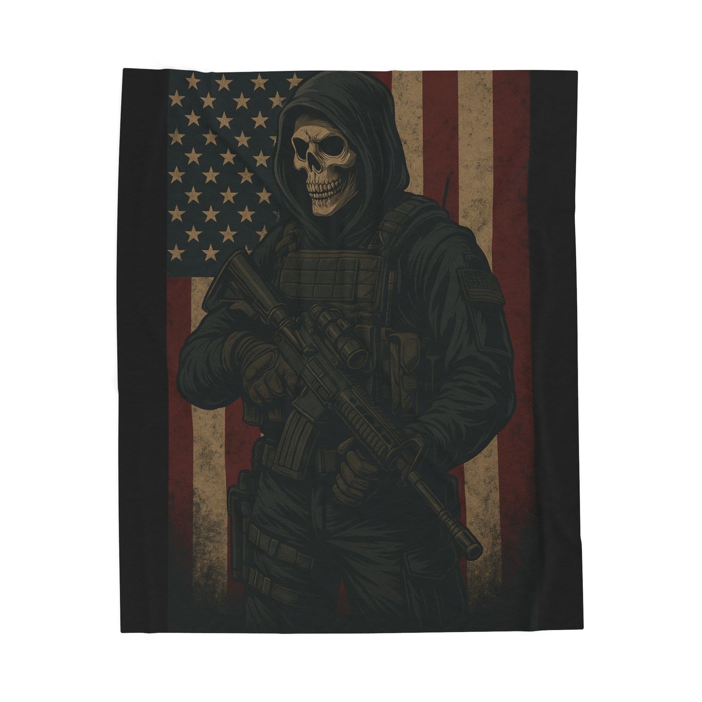 Cozy Velveteen Plush Blanket with Dark Warrior Design