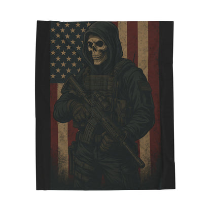 Cozy Velveteen Plush Blanket with Dark Warrior Design